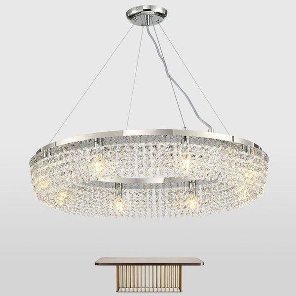 

chandeliers modern ring led crystal chandelier restaurant living room chrome roundchandelier lamp romantic fashion nordic lighting