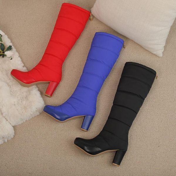 

boots padded winter shoes for women luxury designer thigh high heels australia clogs platform round toe plush co, Black