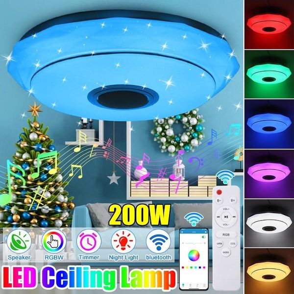 

ceiling lights 200w app led music light rgb bluetooth speaker lamp home bedroom remote control 320mm dimmable living room smart