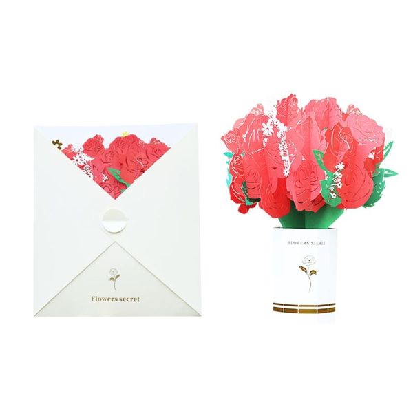 

greeting cards -up rose flower card for birthday mother's day wedding party anniversary graduation with envelope
