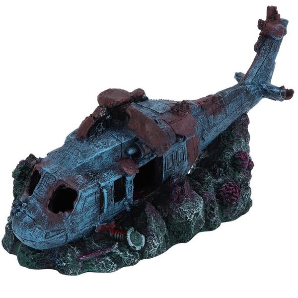 

resin wreck helicopter plane damaged battleplane fish tank aquarium ornament cave decoration decorations