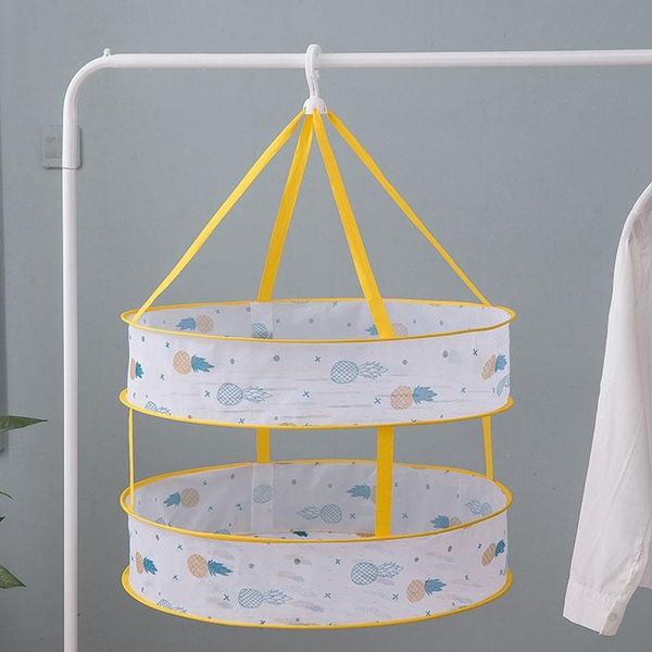 

hangers & racks printed drying net clothes basket anti-deformation foldable rack hanging windproof sweaters socks bra laundry dryer mesh