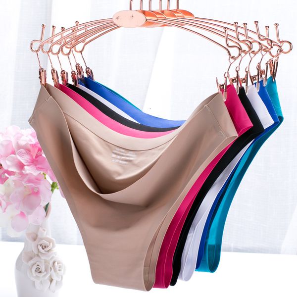

seamless panties xxxl thong women underwear plus size -3xl g-string ice silk thongs laides panty low rise new 5 colors tanga 30, Black;pink