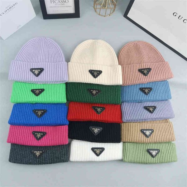

design and paris inverted triangle knitted candy color lovers fashion versatile melon skin hat, Blue;gray