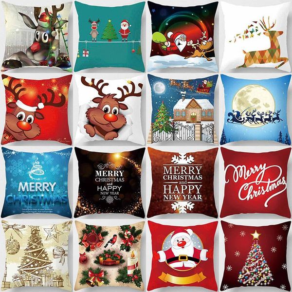

pillow case beauty fashion merry christmas year elements pattern cases short plush square thick covers