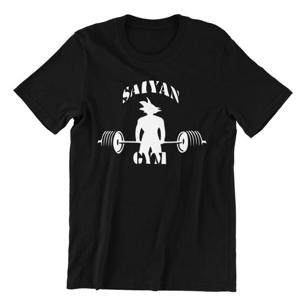 

saiyan gym mens bbodybuilding gym motivation goku t-shirt mma top, White;black