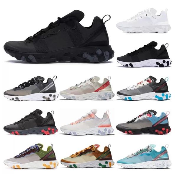 

new classic original element 55 87 react running shoes triple black white anthracite sail dark grey solar red pink moss orange peel royal ti