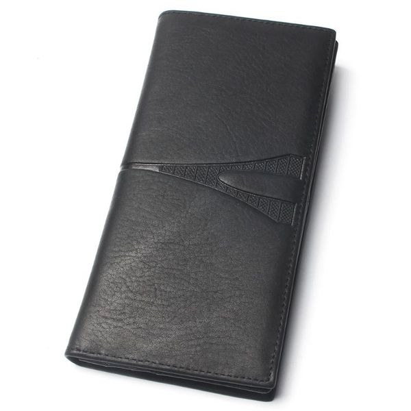 

men black 100% genuine leather wallet men's long travel hand purse for wallets, Red;black