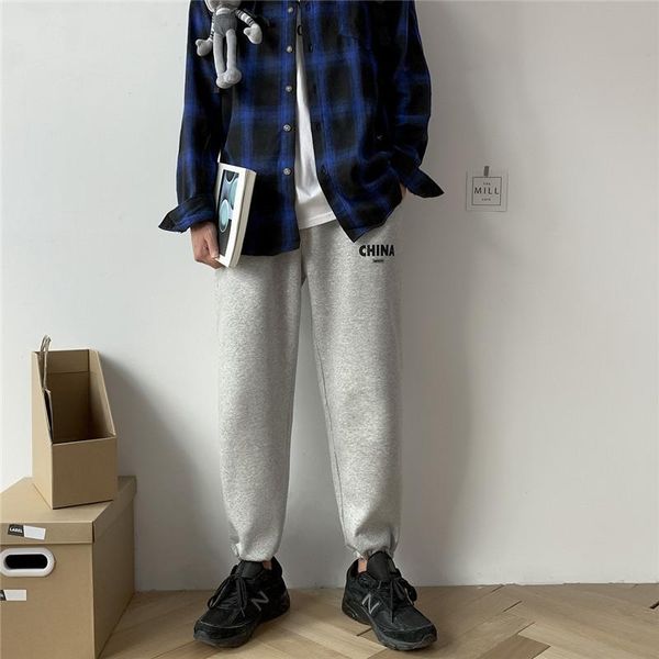 

men's pants 2021 autumn japanese loose trend casual sweatpants lovers wild letter printing, Black