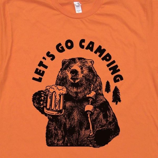 

cool t shirt let's go campers hiker tee the mountains are calling kayak canoe tshirt o-neck homme men's t-shirts, White;black