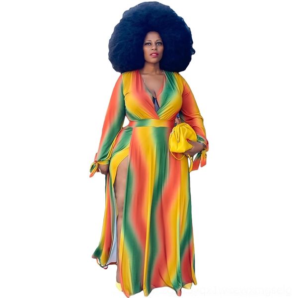 

hc0 q7065 women's swing tie dyed less large size long plus size dresses sleeve fashion loose q7065 women's swing tie dyed sleevele