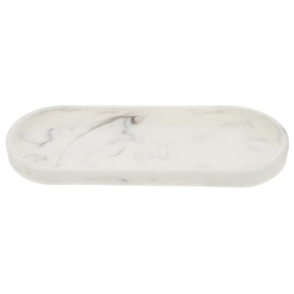 

soap dishes 1pc marble grain resin storage plate bathroom for home (white)