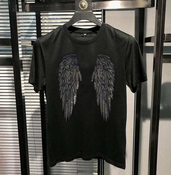 

2022 new brand rhinestone t shirt plus size m-5xl short sleeve men's t-shirt fashion 100% cotton, White;black