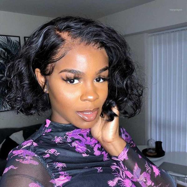 

short silk base 13*4 lace front wig loose wave human hair wigs for women brazilian remy pre plucked gluelessÂ 1, Black;brown