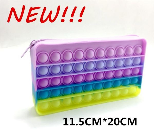 

fidget toy silicone rainbow tie dye push bubble pencil bag case party finger toys school pouches handbag style 855