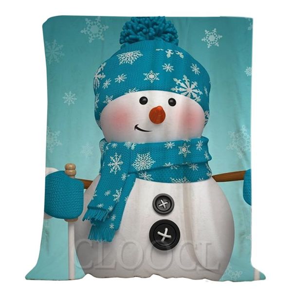 

blankets cloocl christmas flannel cartoon snowman playing sled print plush quilts blanket keep warm gifts
