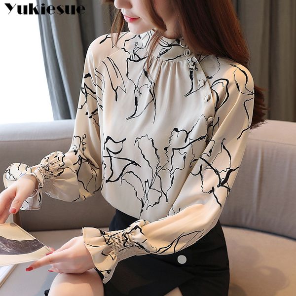 

long sleeve ol office summer womens shirt blouse for women blusas womens and blouses chiffon shirts ladies plus size, White