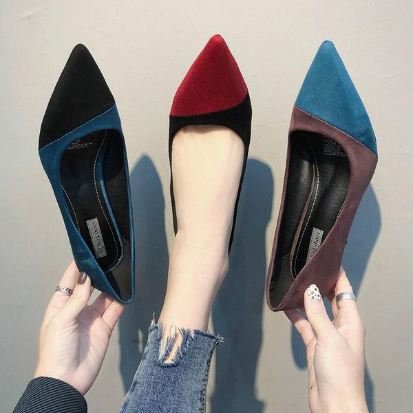 

dress shoes spring women pointed toe medium heels patchwork pumps fashion woman ladies boat zapatos mujer 896, Black