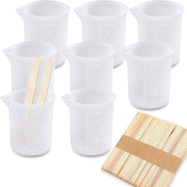 

mugs 58 pcs silicone mixing cups tools kit,100 ml measuring non-stick for resin