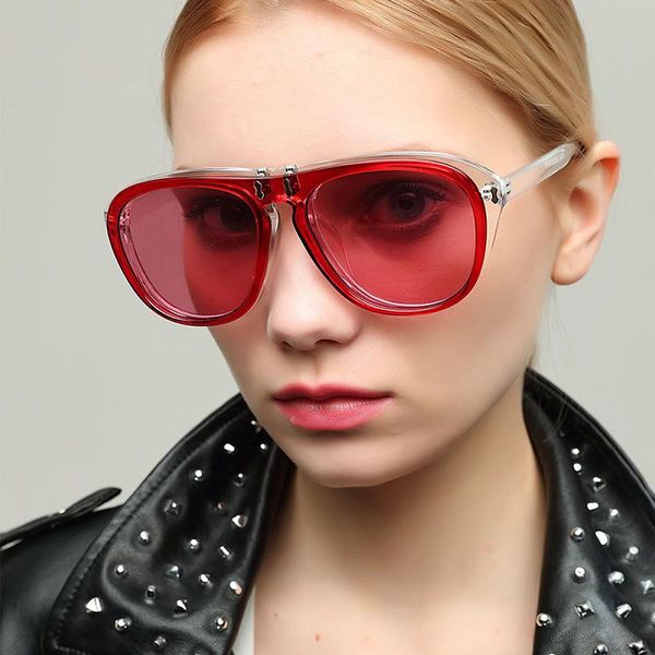 

sunglasses double flap retro for women big frame yellow transparent lens glasses men european, White;black