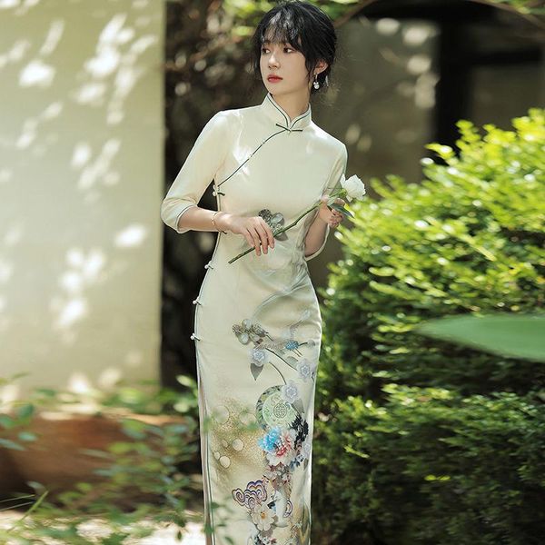 

ethnic clothing print women cheongsam claddic chinese style evening party ladies qipao vestidos elegant daily autumn winter warm robe g, Red