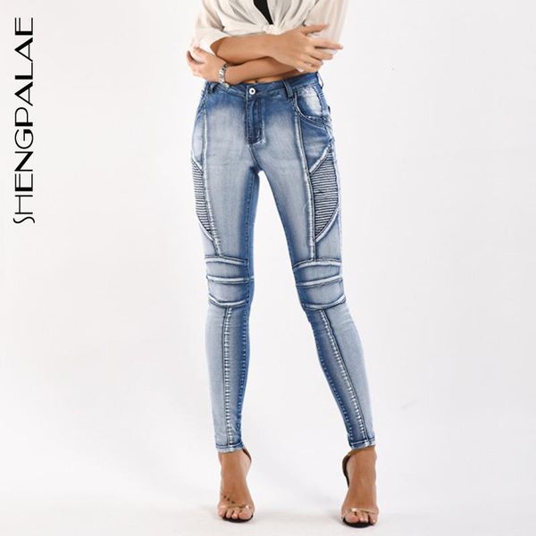 

women's jeans shengpalae 2021 autumn casual woman long trousers cowboy female loose streetwear elastic water wash pants za5532, Blue