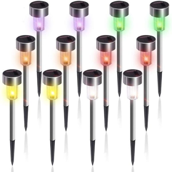 

mini solar lawn lamps outdoor waterproof lighting pathway stainless steel landscape light rgb led lights garden yard