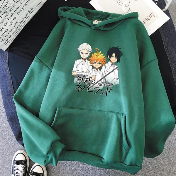 

women's hoodies & sweatshirts anime women the promise neverland print kawaii warm harajuku oversized sweatshirt casual pullover winte, Black