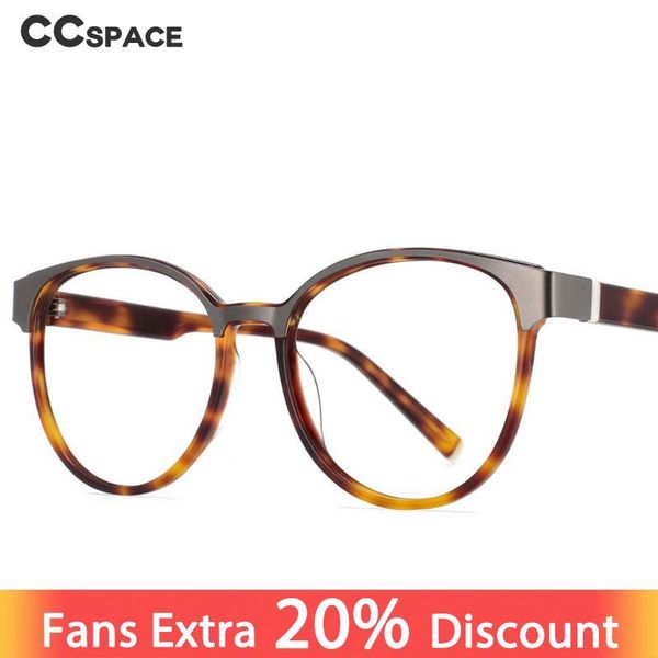 

fashion sunglasses frames 53809 retro acetate metal splicing glasses round men women reading eyeglasses, Black