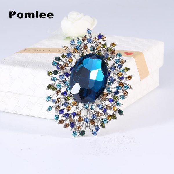 

pins, brooches pomlee large colorful crystal ellipse for women vintage fashion pendant style elegant wedding pins party jewelry brooch, Gray