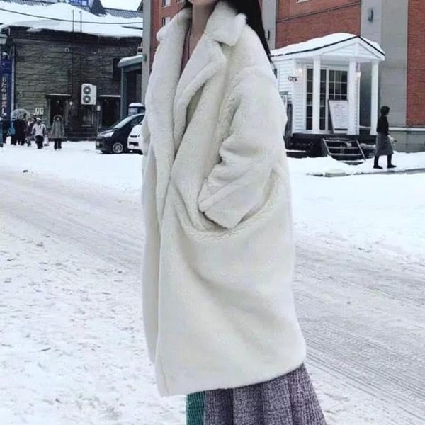 

women's wool & blends xikom 2021 winter women solid single button casual coat female vintage thick warm cashmere oversize ladies street, Black