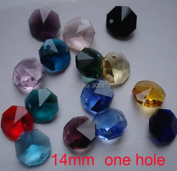 

chandelier crystal arrival , 2000pcs/lot 15 colors mixed 14mm glass octagon beads in one hole wholesale free