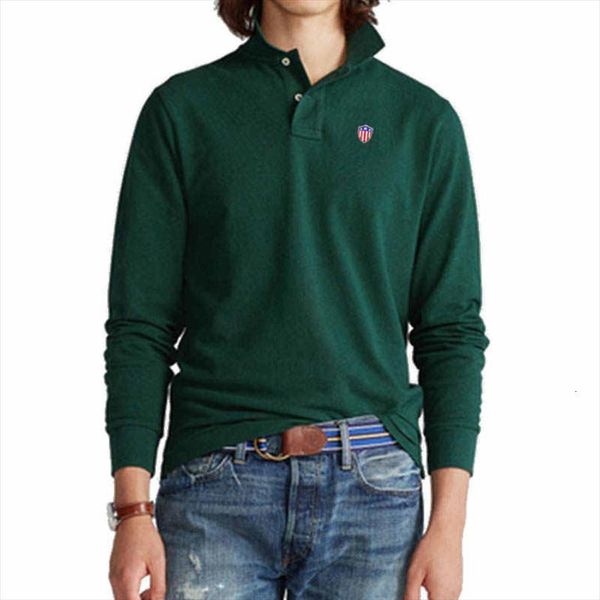 

spring and autumn 100% pure men polo cotton long sleeve casual polos shirt fashion lapel golf sports pullover, White;black