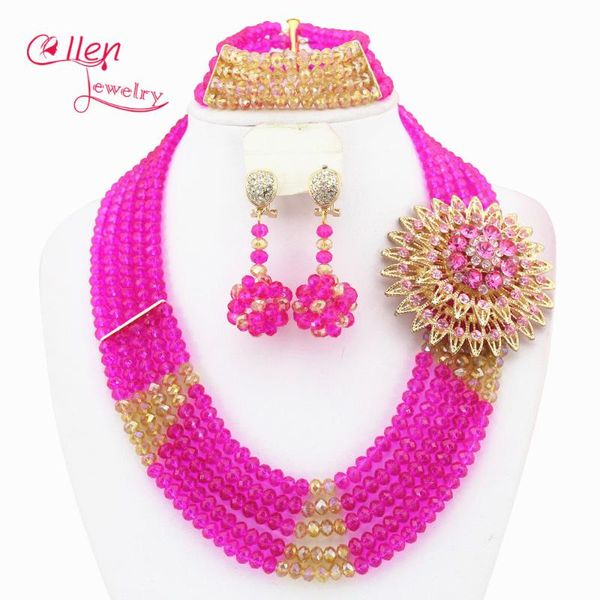 

earrings & necklace african beads jewelry set crystal e1038, Silver