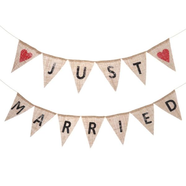 

party decoration just married rustic banners pennant garland bunting flag cloth shabby chic for wedding