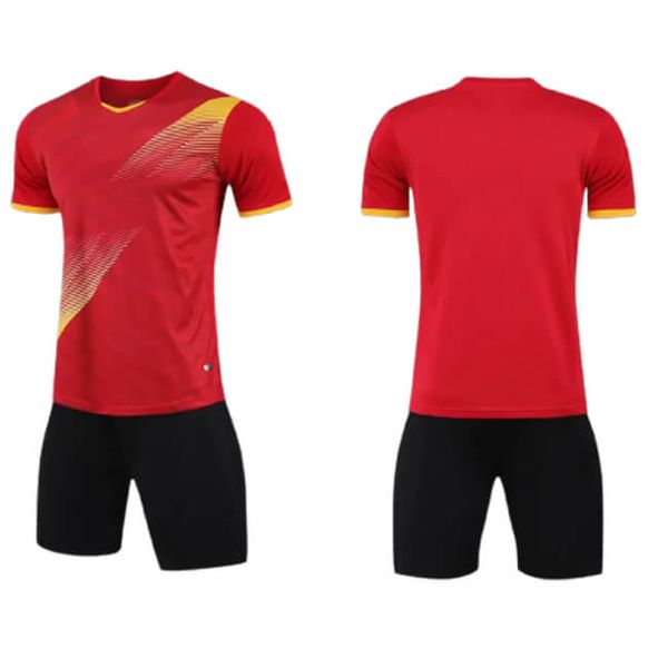 

custom jerseys shorts diy logo name number sponsor soccer kits men's sports training sets red football uniforms for team player
