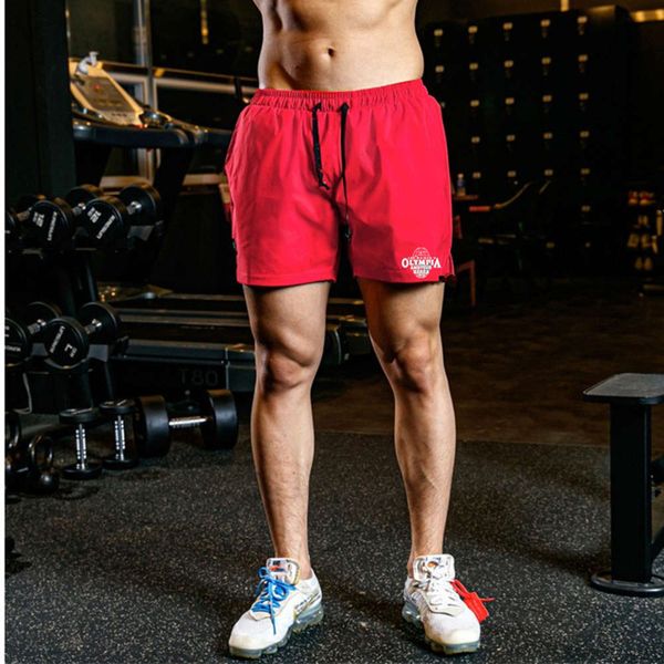 

men's shorts muscle brothers fitness summer trend outdoor sports men's running quick dry casual three point shorts, White;black