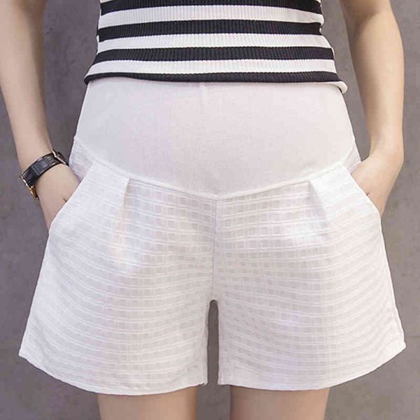 

maternity bottoms summer pregnant women pants thin pregnancy belly shorts outside pleated elastic waist short trousers m78w, White