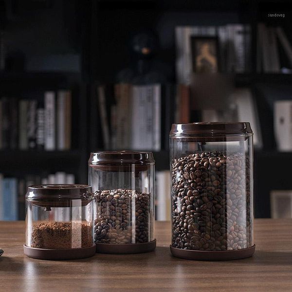 

storage bottles & jars creative snap-on glass coffee sealed round moisture-proof home general tanks jar