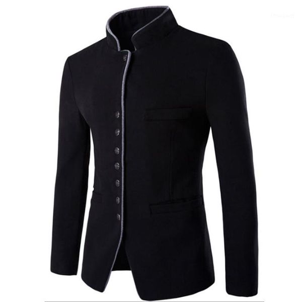 

men's jackets business autumn winter jackrt wool coat long woolen collar thickening tank blazer, Black;brown