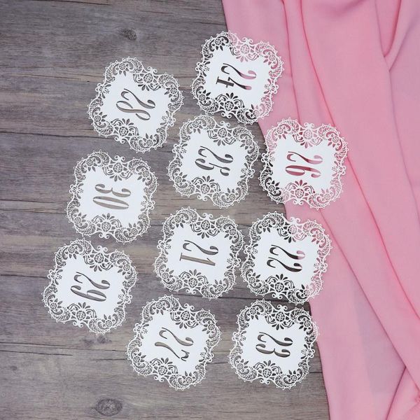 

greeting cards 10pcs hollow flower cut name place card table decoration small tent for wedding party - number 1-10 (white)