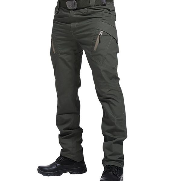 

men's pants men military cargo city combat army tactical male elastic waist multiple pocket trousers jogger slim clothing, Black