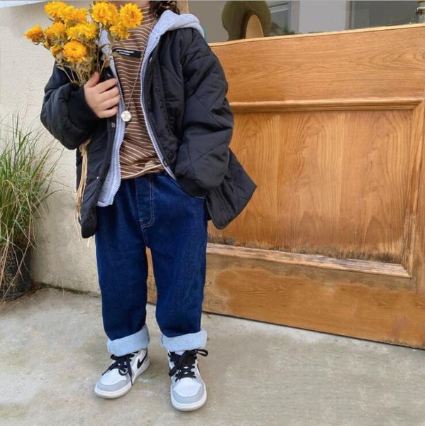 

jackets 2021 arrival girls boys thicken hooded coat winter full sleeve fashion kids coats 2-8 years hs6, Blue;gray