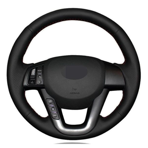 

steering wheel covers car cover hand-stitched black artificial leather for kia k5 optima 2008 2009 2010 2011 2012 2013