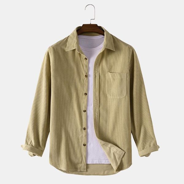 

men's casual shirts fall contrast patchwork button corduroy shirt youth senior streetwear lapel pocket long sleeve 2021, White;black