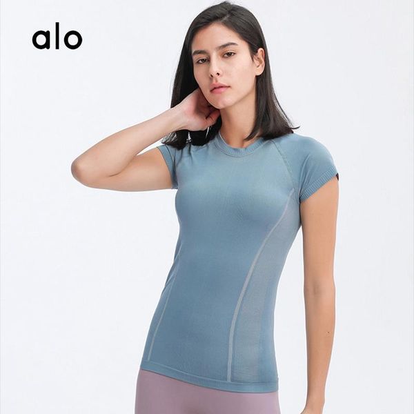 

yoga outfit alo women's summer sports shirt 6-color fitness breathable and hygroscopic running gym short sleeve ds077