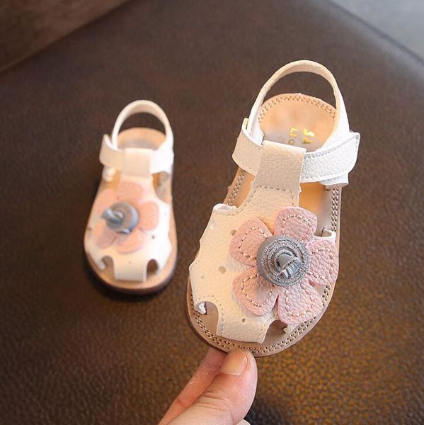 

beach children's sandals fashion big flower baby girls flat princess shoes, Black;red