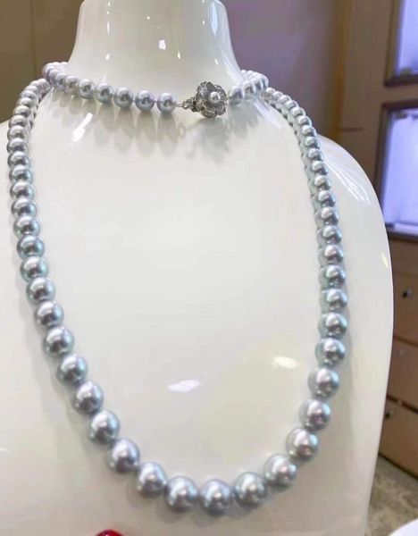 

chains d329 pearl necklace fine jewelry natural fresh water 7-8mm round gray pearls female's necklaces, Silver