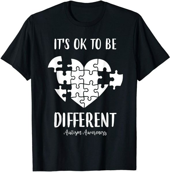 

it's ok to be different autism awareness heart puzzle piece boys men t-shirt, White;black