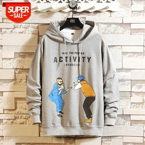 

men's trendy long-sleeved hooded sweater loose korean student hong kong style thin pullover jacket #u11s, Black